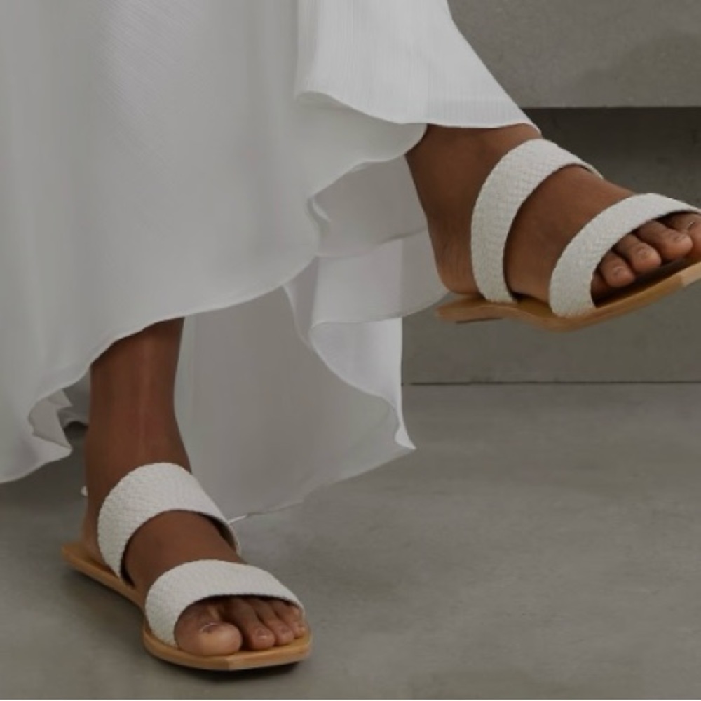 St. Agni “Clea” Woven Leather Slide WHITE - Italian Size 38 (equivalent to US8)